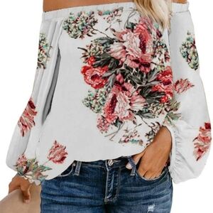 Women's Off Shoulder Floral Blouse